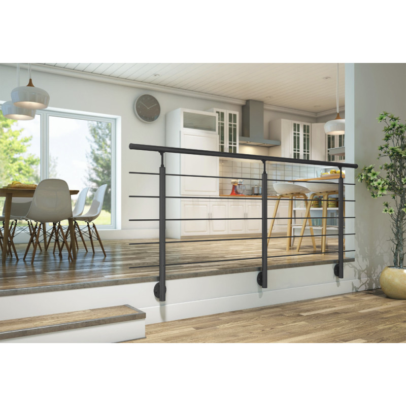 Kit garde-corps Clean Black noir 150cm – Fixation sol | SOGEM