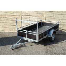 Remorque simple essieu en bois 257 x 132 cm CUSTAFER