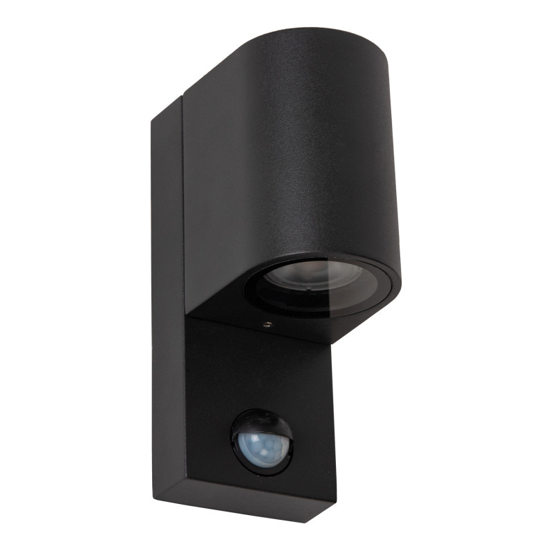 Applique extérieure Zaro ronde noire avec détecteur de mouvement GU10 7 W LUCIDE Applique extérieure Zaro ronde noire avec détecteur de mouvement GU10 7 W LUCIDE