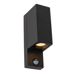 Applique extérieure Zaro carrée noire avec détecteur de mouvement GU10 2 x 7 W LUCIDE