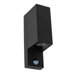 Applique extérieure Zaro carrée noire avec détecteur de mouvement GU10 2 x 7 W LUCIDE Applique extérieure Zaro carrée noire avec détecteur de mouvement GU10 2 x 7 W LUCIDE