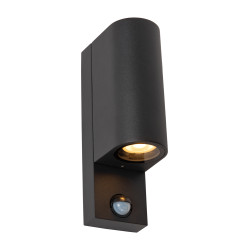 Applique extérieure Zaro ronde noire avec détecteur de mouvement GU10 2 x 7 W LUCIDE Applique extérieure Zaro ronde noire avec détecteur de mouvement GU10 2 x 7 W LUCIDE