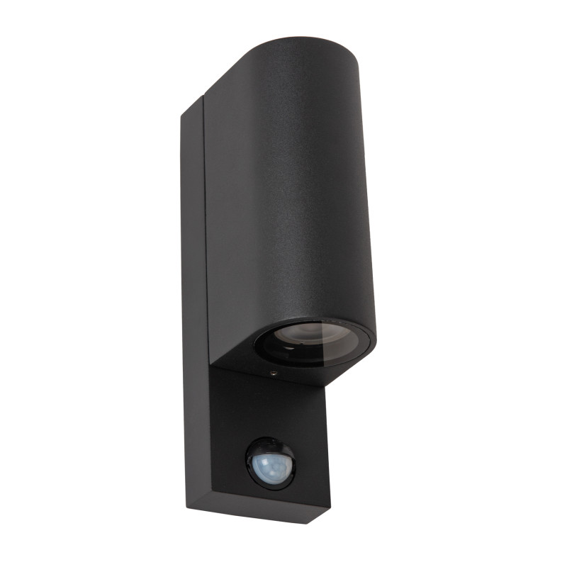 Applique extérieure Zaro ronde noire avec détecteur de mouvement GU10 2 x 7 W LUCIDE Applique extérieure Zaro ronde noire avec détecteur de mouvement GU10 2 x 7 W LUCIDE