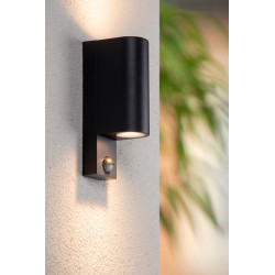 Applique extérieure Zaro ronde noire avec détecteur de mouvement GU10 2 x 7 W LUCIDE Applique extérieure Zaro ronde noire avec détecteur de mouvement GU10 2 x 7 W LUCIDE