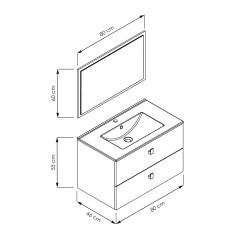 Ensemble de salle de bain Opti chêne Kendal 80 cm ALLIBERT
