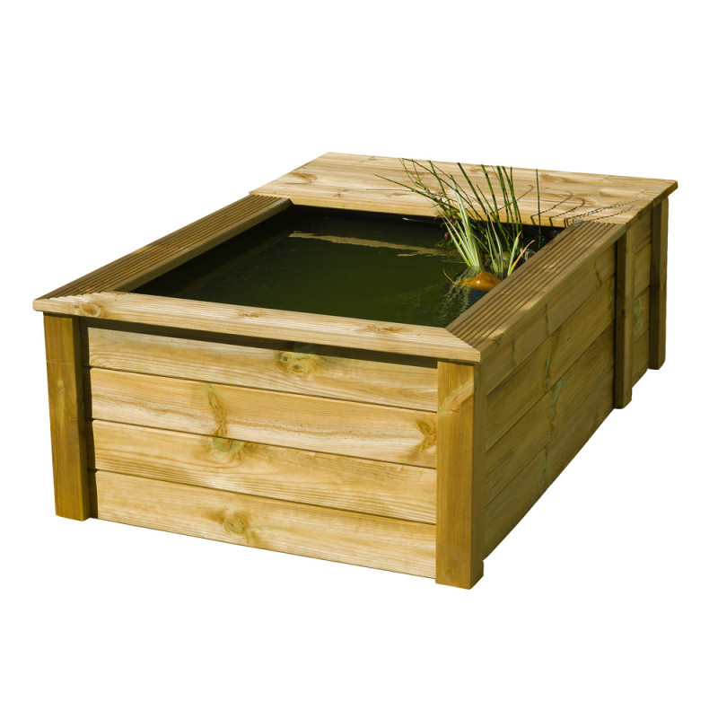 Cadre de bassin en bois Quadro Wood III avec bâche UBBINK