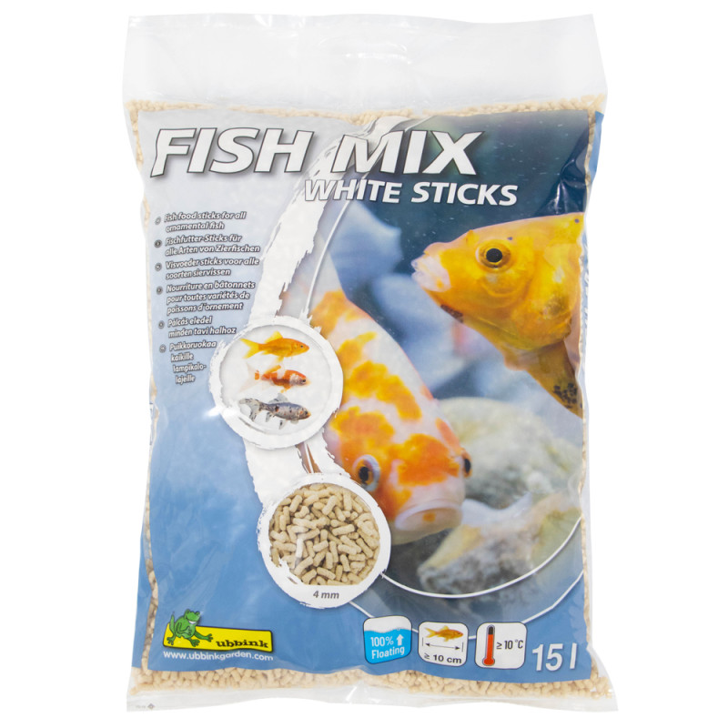 Nourriture pour poissons de bassin Fish Mix bâtonnets blancs 15 L Nourriture pour poissons de bassin Fish Mix bâtonnets blancs 15 L
