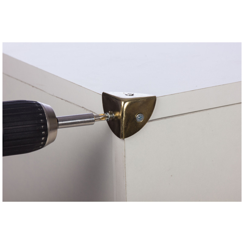 Coin de renfort pour malle en fer nickelé 25 x 25 mm 4 pièces TEKNIBOX Coin de renfort pour malle en fer nickelé 25 x 25 mm 4 pièces TEKNIBOX