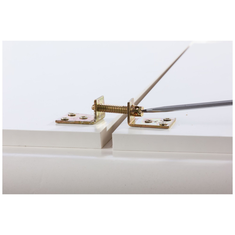 Ferrure d'assemblage double pour meuble en acier zingué 45 mm 2 pièces TEKNIBOX Ferrure d'assemblage double pour meuble en acier zingué 45 mm 2 pièces TEKNIBOX