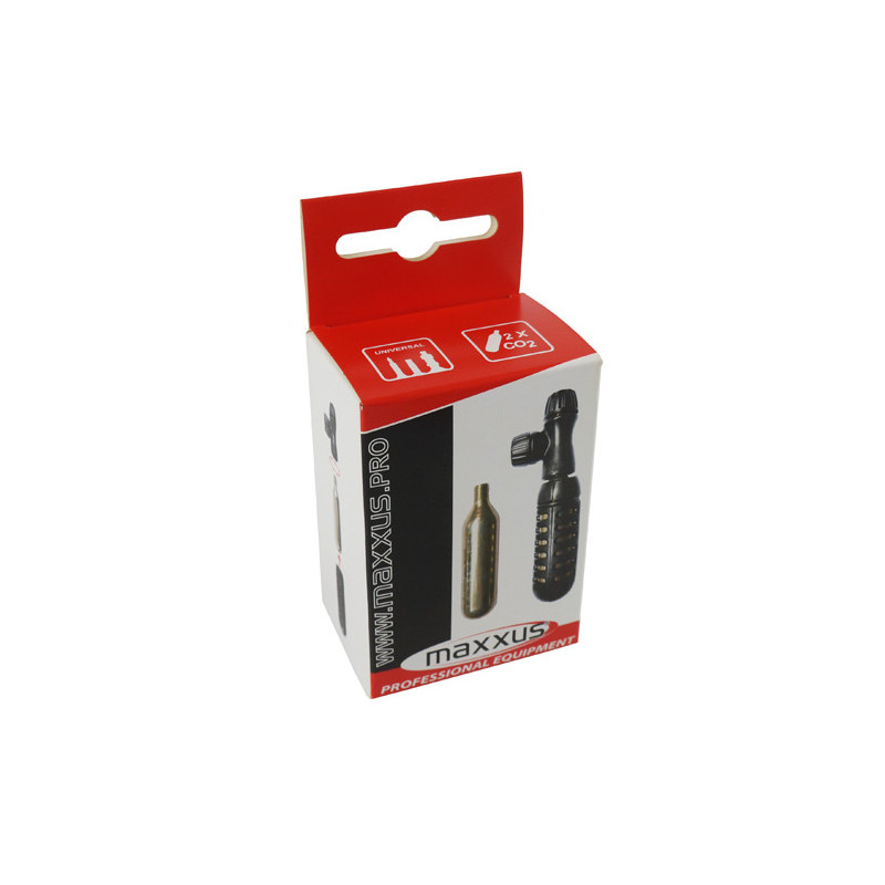 Ensemble de 2 cartouches CO2 pour vélo + adaptateur | MAXXUS