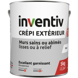 Crépi extérieur professionnel blanc 5 kg  INVENTIV