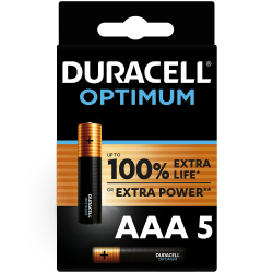 Pile Alcaline AAA Optimum 5 pièces DURACELL – Longue durée