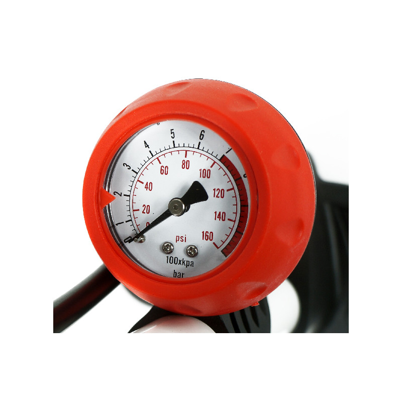 Pompe à pied W7 en acier avec manomètre