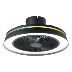 Ventilateur de plafond LED Vallonia RGB noir – Éclairage et fraîcheur
