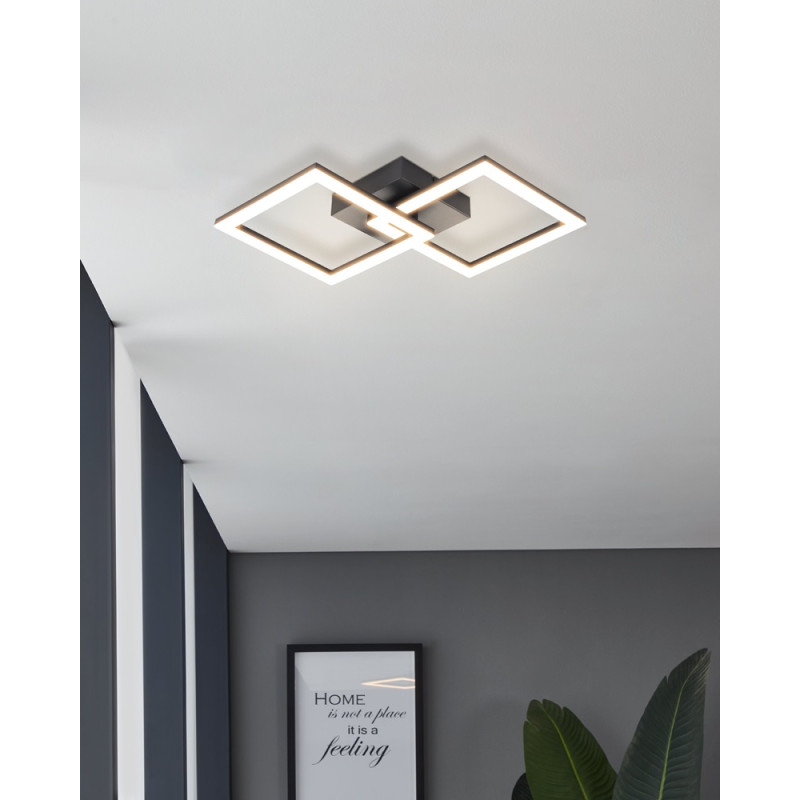 Plafonnier LED Huerta noir blanc chaud 2500 lm 22 W