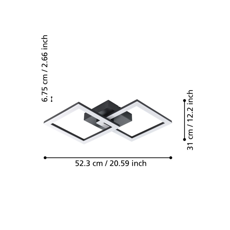 Plafonnier LED Huerta noir blanc chaud 2500 lm 22 W