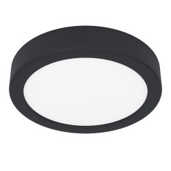 Plafonnier LED Fueva 5 noir Ø 16 cm blanc chaud 1350 lm 11 W
