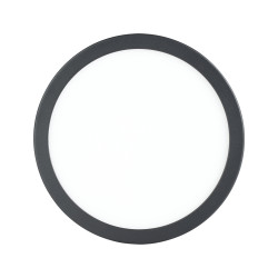 Plafonnier LED Fueva 5 noir avec détecteur de mouvement Ø 21 cm blanc chaud 2000 lm 17 W