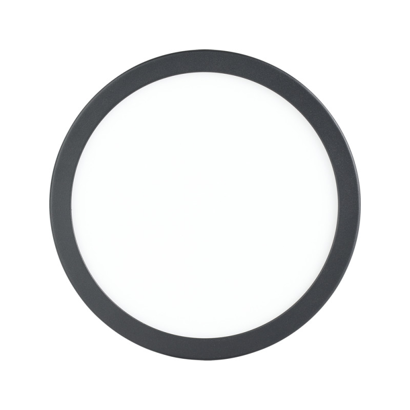 Plafonnier LED Fueva 5 noir avec détecteur de mouvement Ø 21 cm blanc chaud 2000 lm 17 W