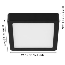 Plafonnier LED Fueva 5 noir 16 x 16 cm blanc chaud 1350 lm 11 W