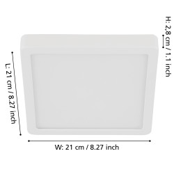 Plafonnier LED Fueva 5 blanc 21 x 21 cm blanc chaud 2000 lm 17 W