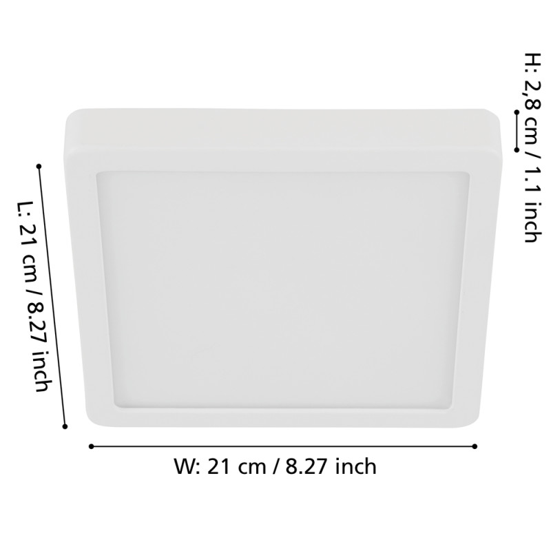 Plafonnier LED Fueva 5 blanc 21 x 21 cm blanc chaud 2000 lm 17 W