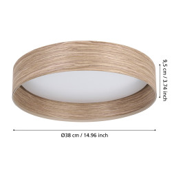 Plafonnier LED Luppineria chêne sable blanc chaud 2400 lm 20 W