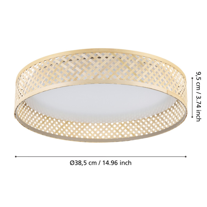 Plafonnier LED Luppineria bambou blanc chaud 2400 lm 20 W