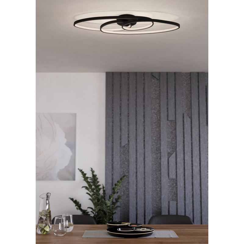 Plafonnier LED Gianella noir, blanc chaud EGLO, 4400 lm | EGLO