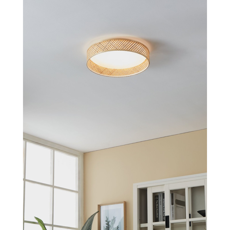 Plafonnier LED Luppineria EGLO Bambou blanc chaud 2400 lm | EGLO