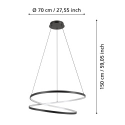 Suspension LED Ruotale noire Ø 70 cm 42 W EGLO
