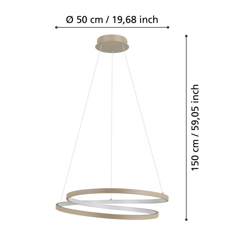 Suspension LED Ruotale sable Ø 55 cm 36 W EGLO
