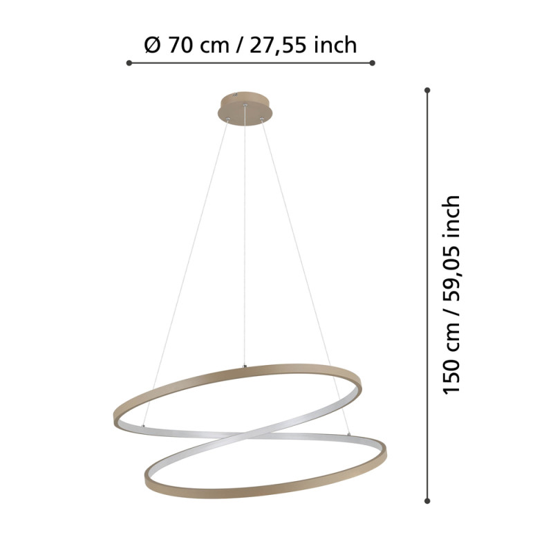 Suspension LED Ruotale sable Ø 70 cm 42 W EGLO