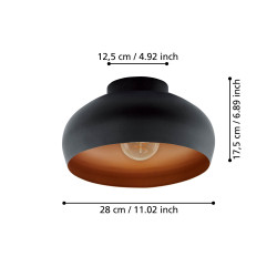 Plafonnier Mogano 2 noir et cuivre Ø 28 cm E27 40 W EGLO