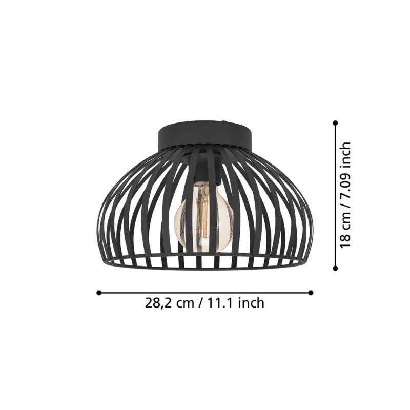Plafonnier Mogano 3 noir Ø 28 cm E27 40 W EGLO