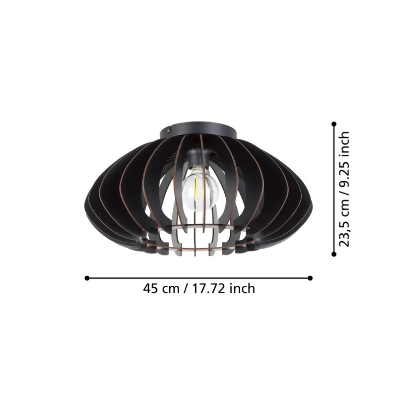 Plafonnier Cossano 3 noir Ø 45 cm E27 40 W EGLO