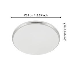 Plafonnier LED Margidore nickel Ø 34 cm blanc dimmable 2250 lm 18 W EGLO