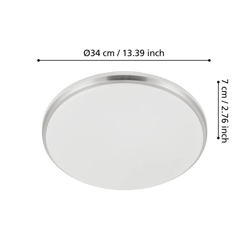 Plafonnier LED Margidore nickel Ø 34 cm blanc dimmable 2250 lm 18 W EGLO