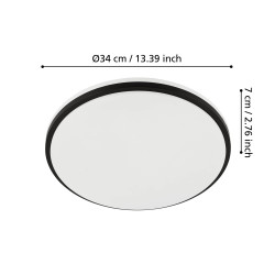 Plafonnier LED Margidore noir Ø 34 cm blanc dimmable 2250 lm 18 W EGLO
