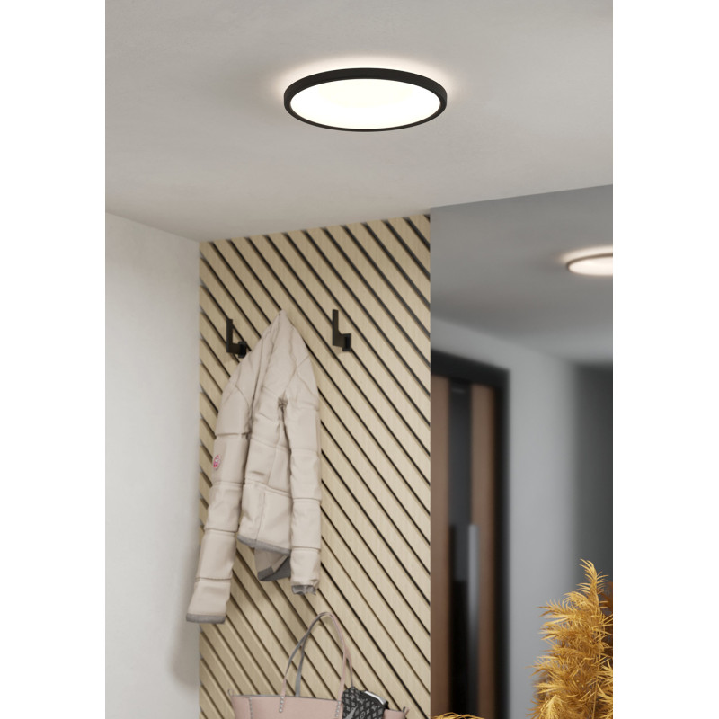 Plafonnier LED Minerario noir Ø 30 cm blanc chaud 2500 lm 16