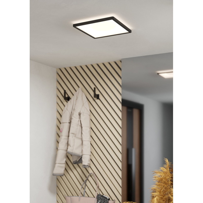 Plafonnier LED Minerario noir 29 x 29 cm blanc chaud 2540 lm 16