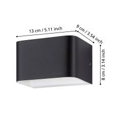 Applique LED Sania 4 noire 6 W EGLO