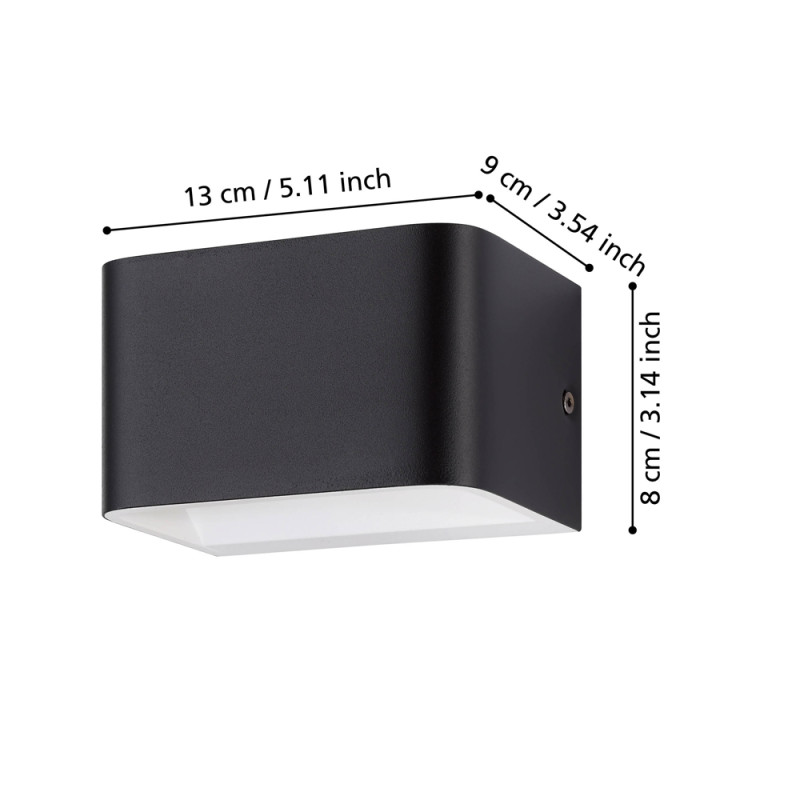 Applique LED Sania 4 noire 6 W EGLO