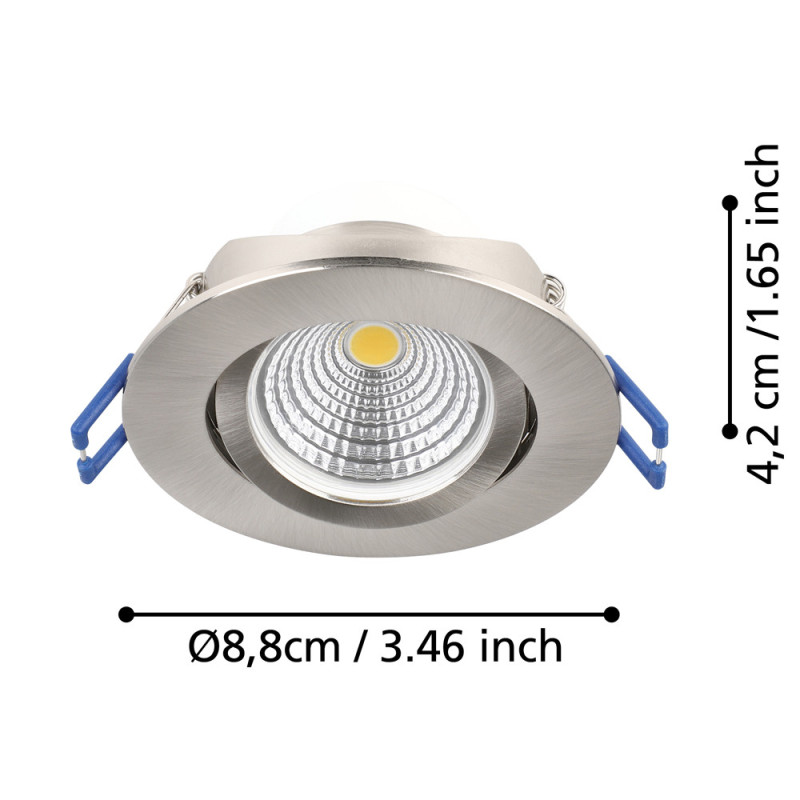 Spot encastrable LED Saliceto nickel blanc chaud IP20 450 lm 6 W 3 pièces