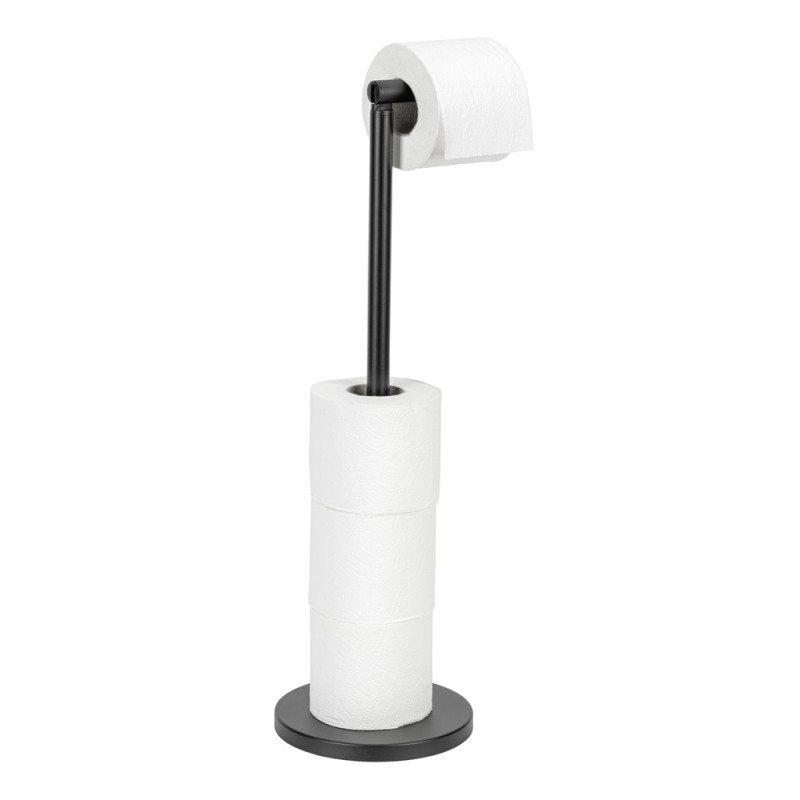 Porte-rouleau Papier Toilette sur Pied Noir Mat | WENKO