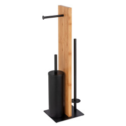 Porte-rouleau et brosse WC Lesina noir bambou | WENKO