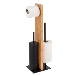 Porte-rouleau et brosse WC Lesina noir bambou | WENKO