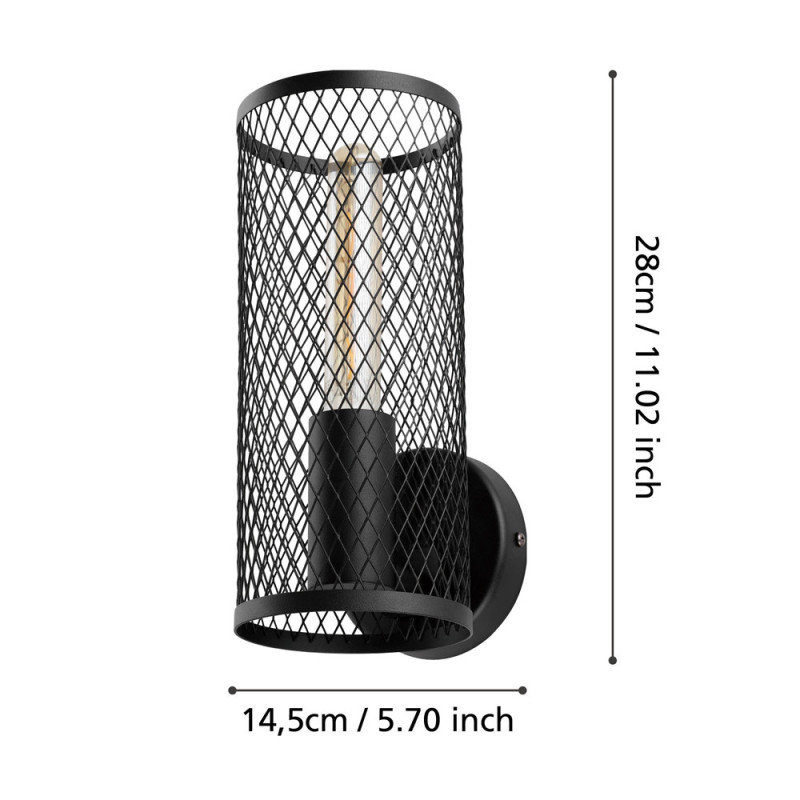 Applique Redcliffe noire E27 40 W EGLO