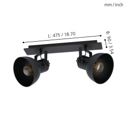 Spot Barnstaple 1 noir E27 2 x 40 W EGLO