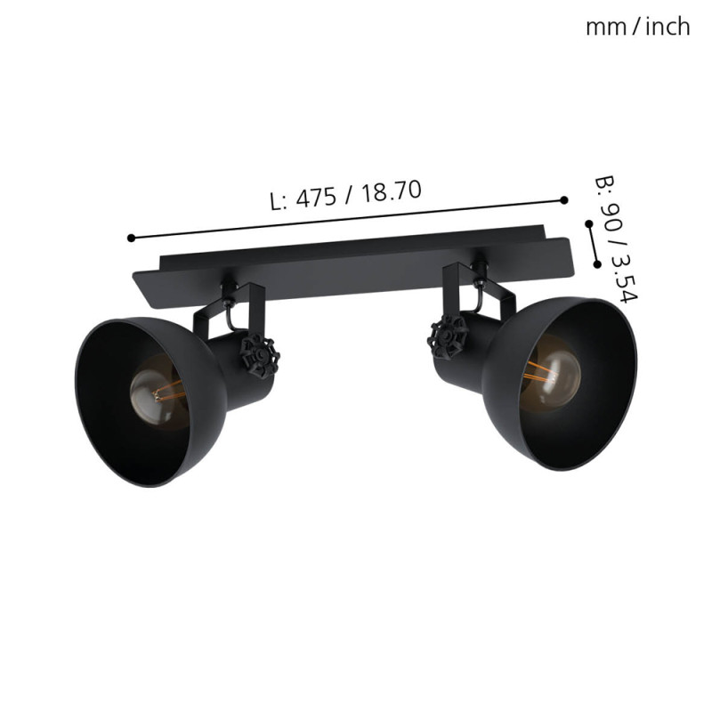 Spot Barnstaple 1 noir E27 2 x 40 W EGLO